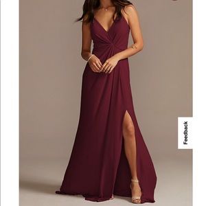 Jersey A-Line Bridesmaid Dress with Knot Detail in Wine